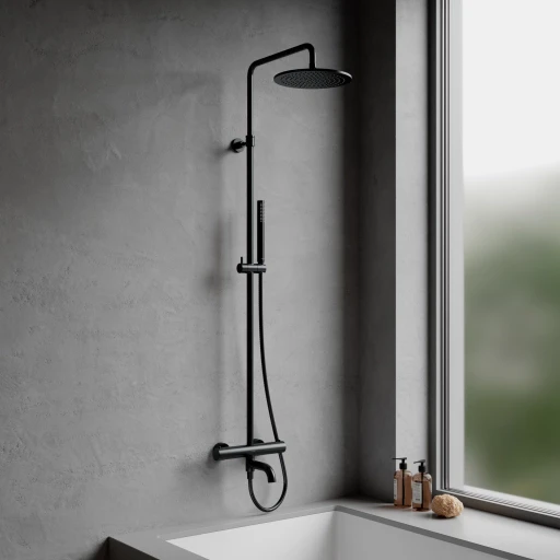 Y Aufputz-Badewannensystem mit Thermostat Schwarz seidenmatt (BLH)