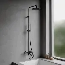 Y Aufputz-Badewannensystem mit Thermostat Schwarz seidenmatt (BLH)