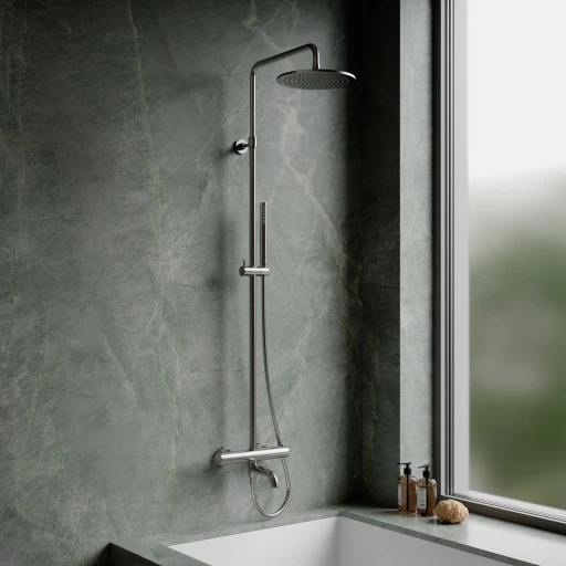 Y Aufputz-Badewannensystem mit Thermostat  Nickel gebürstet (NI)