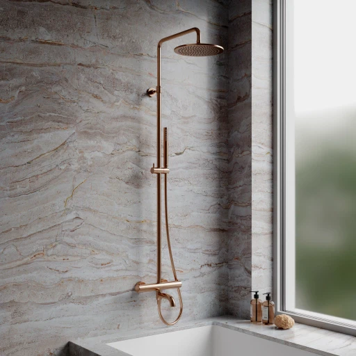 Y Aufputz-Badewannensystem mit Thermostat  Kupfer gebürstetet (CPB)