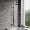 Y Aufputz-Badewannensystem mit Thermostat  Kupfer gebürstetet (CPB)