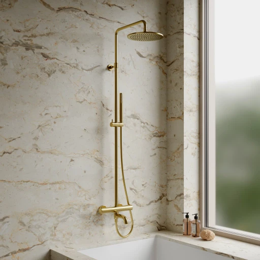 Y Aufputz-Badewannensystem mit Thermostat Gold gebürstetet (GLB)