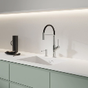 Vita Küchenarmatur mit ausziehbarem Auslauf Chrom poliert / Schwarz matt 