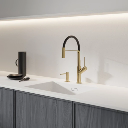 Vita Küchenarmatur mit ausziehbarem Auslauf Messing gebürstet (BSB)