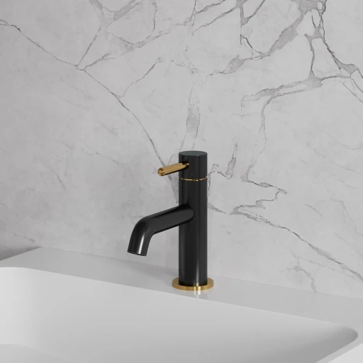 Y Waschtischarmatur, Schwarz seidenmatt / Gold poliert (BLHGL)