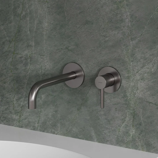 Y Unterputz Waschtischarmatur mit langem Auslauf Nickel gebürstet (NI)