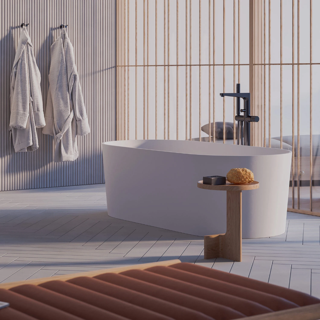 OVO M+ Freistehende Badewanne, 160 x 75 cm, Weiß matt (BM) OVOWWBM