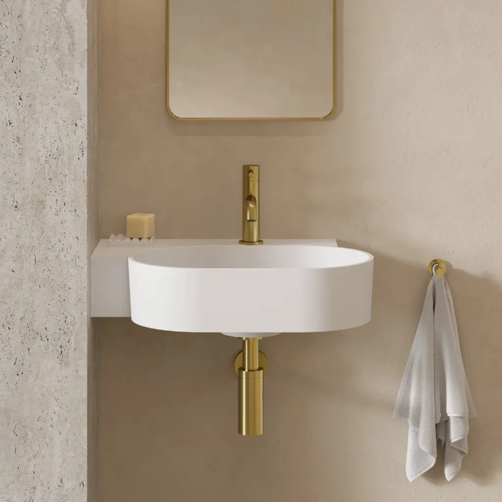 OVO M+ Aufsatz- und Wandwaschtisch - links,Weiß matt (BM) 55 x 36 cm OVO555UWLBM