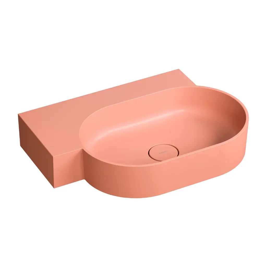 OVO M+ Aufsatz- und Wandwaschtisch - links, Coral matt (CO)64 x 44 cm OVO645UWLCO