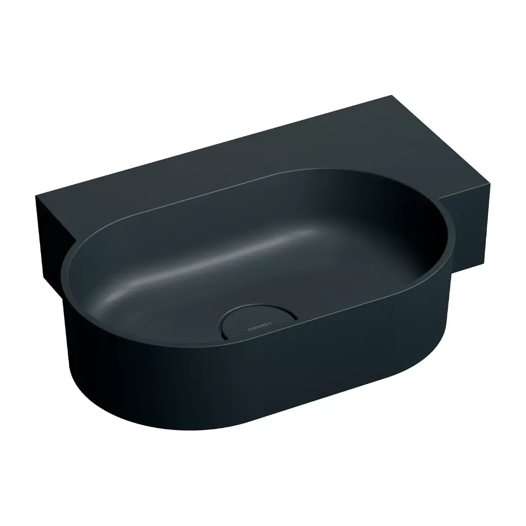 OVO M+ Aufsatz- und Wandwaschtisch - rechts,Black lava matt (BLV)55 x 36 cm OVO555UWPBLV