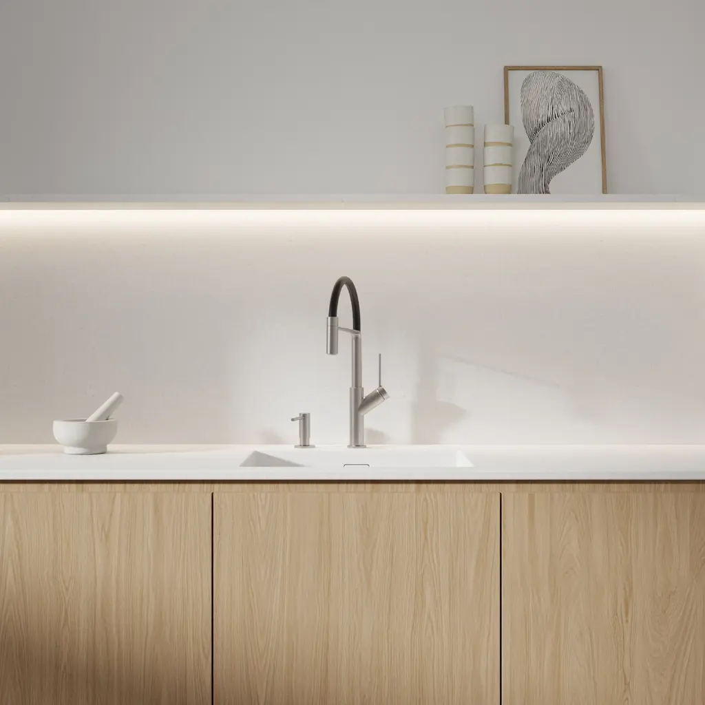 Vita Küchenarmatur mit ausziehbarem Auslauf  Nickel gebürstet / Schwarz matt (NI) VI6350BLNI