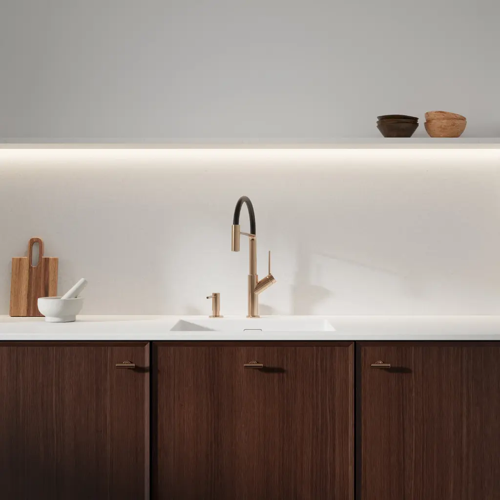 Vita Küchenarmatur mit ausziehbarem Auslauf  Kupfer gebürstet / Schwarz matt (CPB)VI6350BLCPB