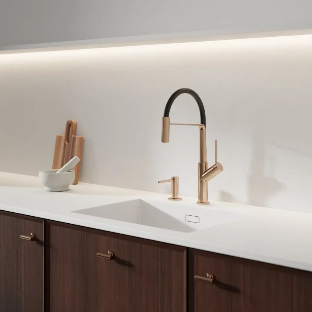 Vita Küchenarmatur mit ausziehbarem Auslauf  Kupfer gebürstet / Schwarz matt (CPB)VI6350BLCPB