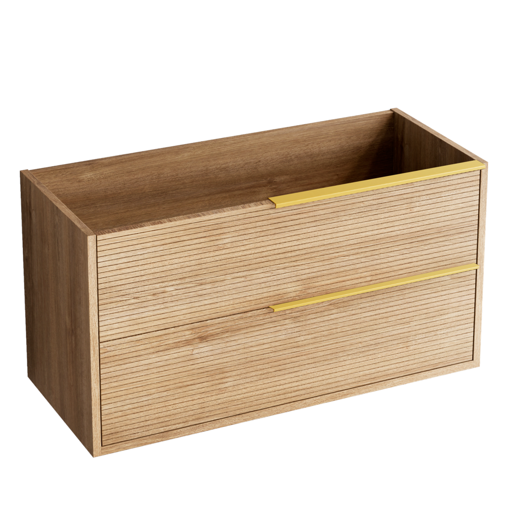 Schrank LISTELLO 60 x 45 x 54 cm. 2 hängende Schubladen mit Griff aus gebürsteter Gold TA060.G