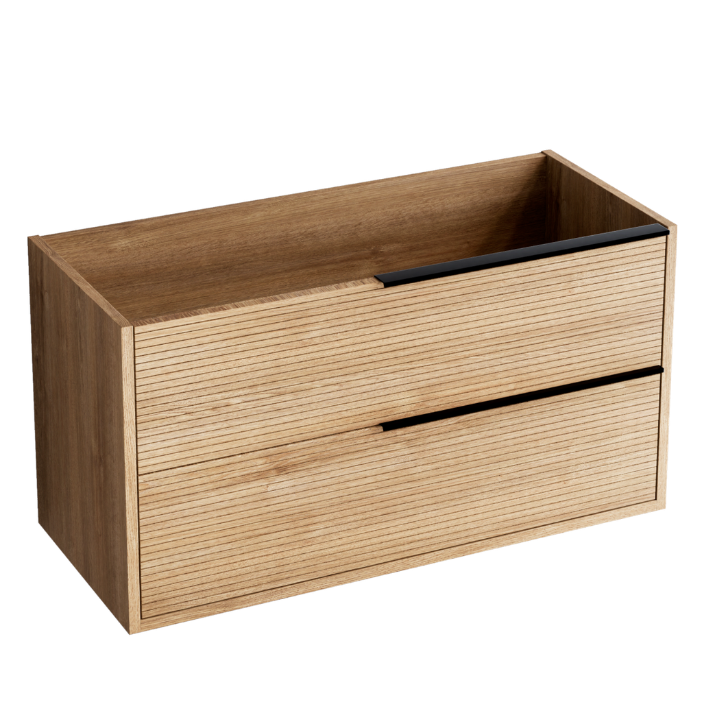 LISTELLO-Schrank 60 x 45 x 54 cm. 2 Hängeschubladen mit mattschwarzem Griff TA060.N