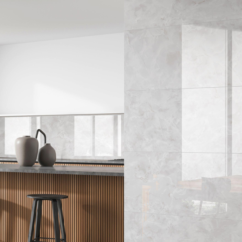 60x120cm Onyx White Hochglanz 9mm
