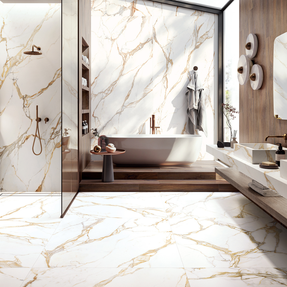 120x120cm Calacatta Gold Hochglanz 9mm