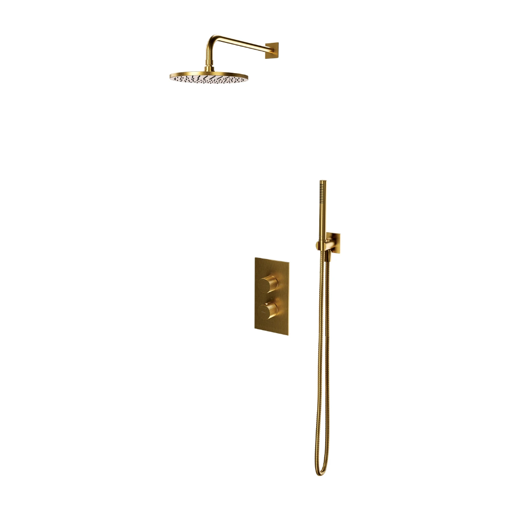 CONTOUR Unterputz-Duschsystem mit Thermostat Gold gebürstetet (GLB) SYSCT11GLB