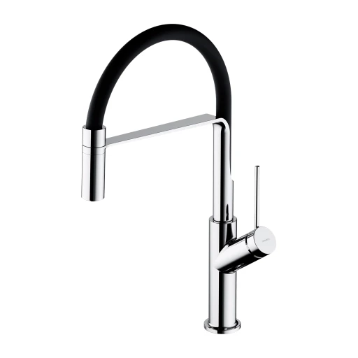 Vita Küchenarmatur mit ausziehbarem Auslauf Chrom poliert / Schwarz matt VI6350BLCR