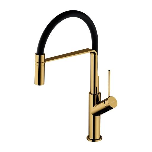 Vita Küchenarmatur mit ausziehbarem Auslauf Gold poliert / Schwarz matt (GL)VI6350BLGL