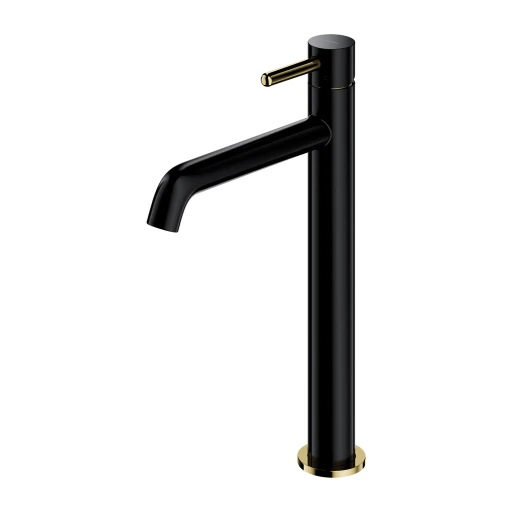 Y Waschtischarmatur hoch, Schwarz seidenmatt / Gold poliert (BLHGL) Y1212BLGL 