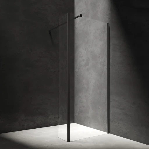 Marina Walk-in-Dusche, mit Seitenwand, 80 x 30 cm Schwarz matt / klarglas (BLMTR) MA8030BLTR