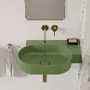OVO M+ Aufsatz- und Wandwaschtisch - rechts,64 x 44 cm Olive matt (OL) OVO645UWPOL