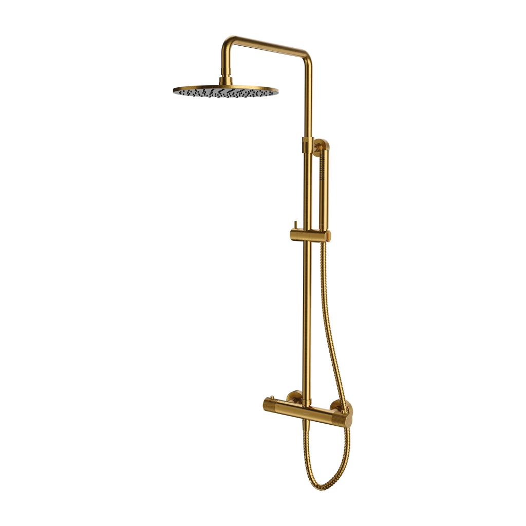 CONTOUR Aufputz-Duschsystem mit Thermostat Gold gebürstetet (GLB) CT8044GLB