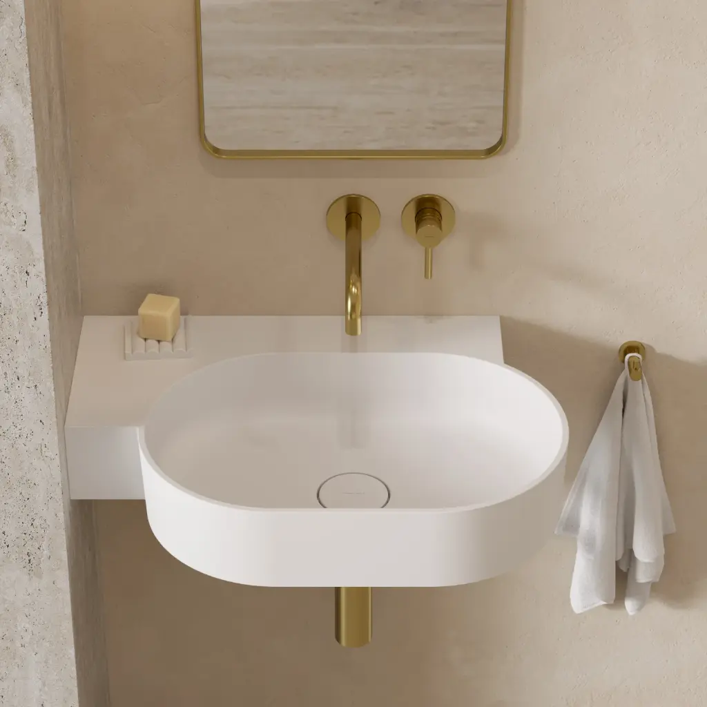 OVO M+ Aufsatz- und Wandwaschtisch - links,  Weiß matt (BM)64 x 44 cm OVO645UWLBM