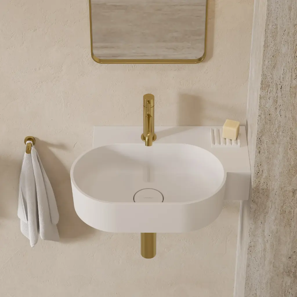 OVO M+ Aufsatz- und Wandwaschtisch - rechts,Weiß matt (BM) 55 x 36 cm OVO555UWPBM