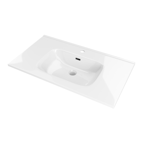 Integrierte Keramik-Arbeitsplatte Breite 101 cm. Weiß glänzend EV.101.C