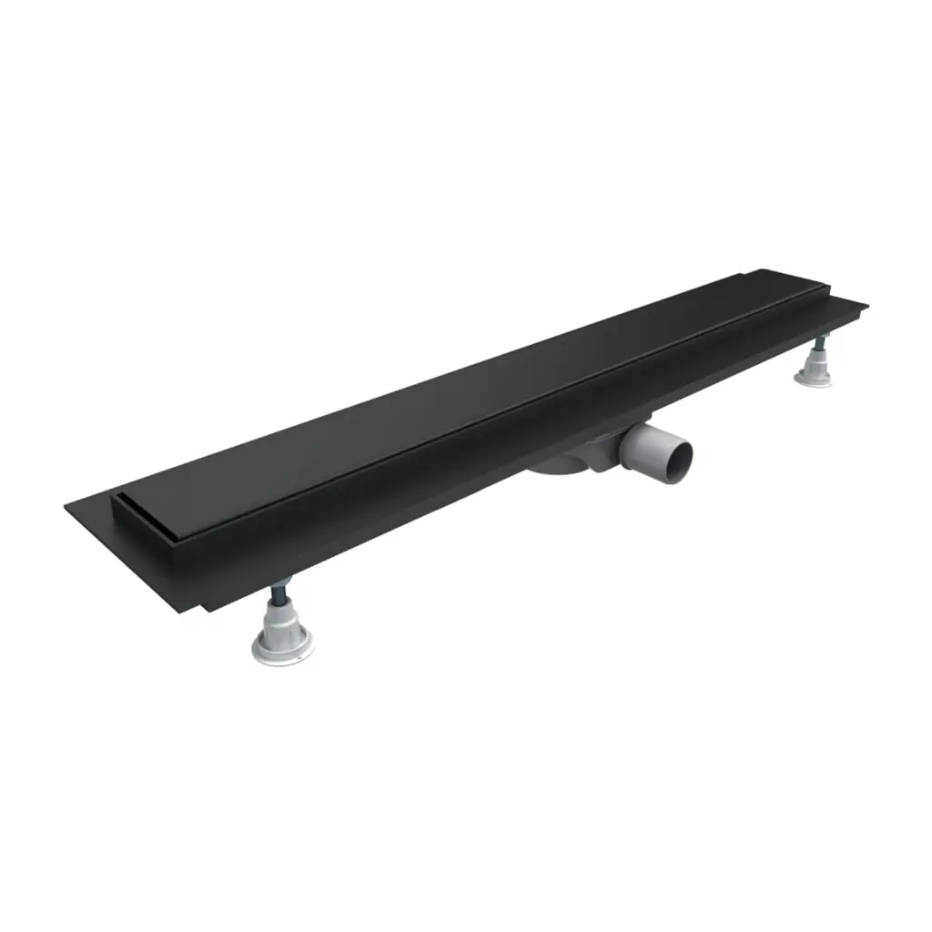 Lowfix Duschrinne mit Vollblende, 60 cm Schwarz seidenmatt (BLH)  LOWFIX60GBL 