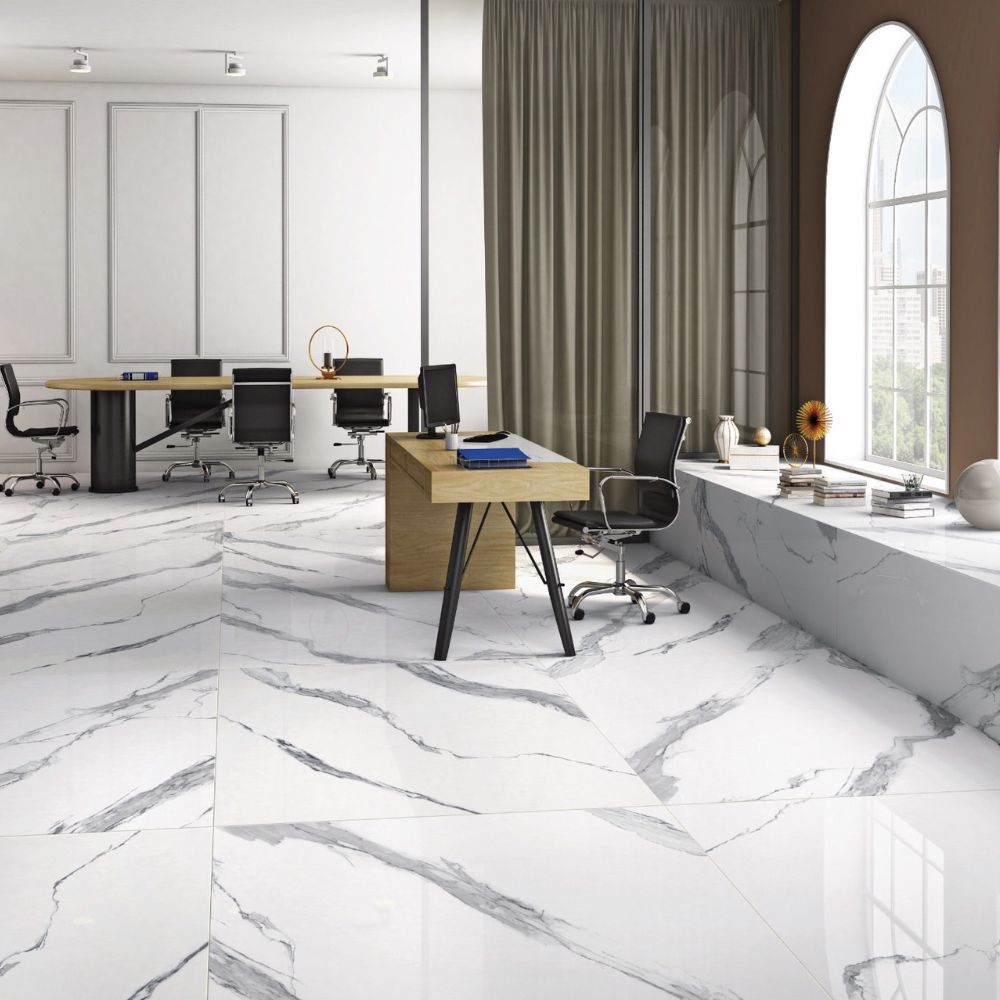 120x120cm Bianco Statuario Hochglanz 9mm