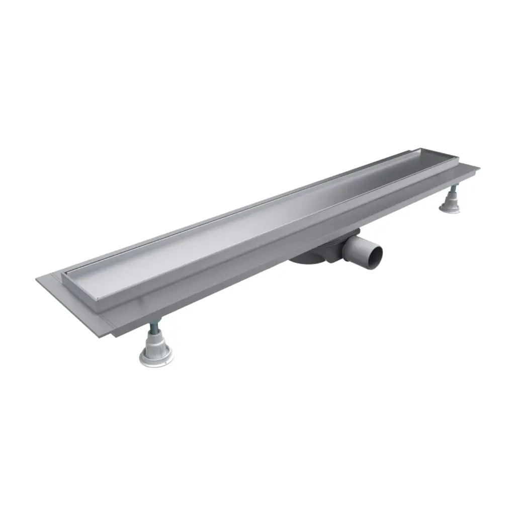 Lowfix Duschrinne mit befliesbarer Blende, 80 cm Silber seidenmatt (SL)  LOWFIX80TSL