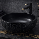 Design-Waschschale aus Keramik Schwarz Handgefertig– Rund 42 × 16 cm 