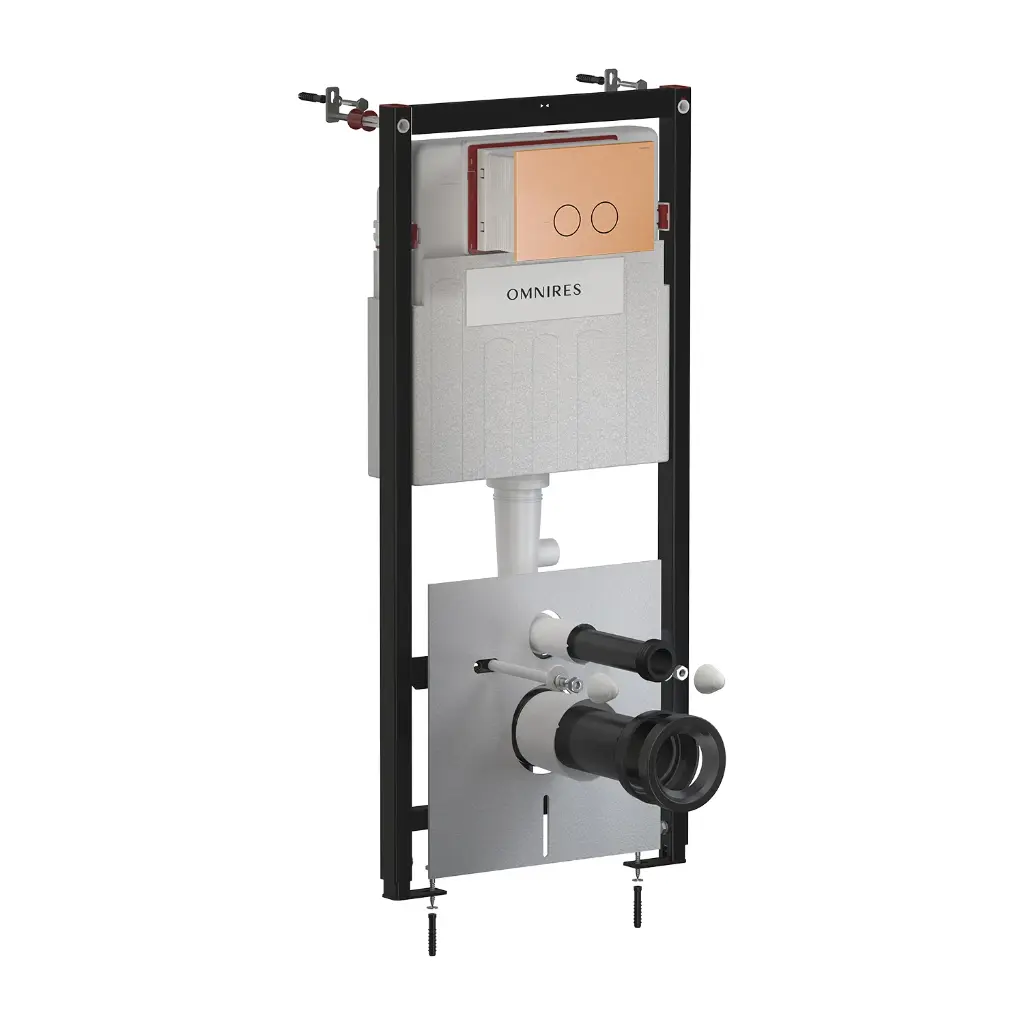 STRONGFRAME Vorwandelement mit ECO-Spülung für Wand-WC + STEEL-R45 WC-Betätigungsplatte aus Edelstahl STFWCECO1R45-RCPB