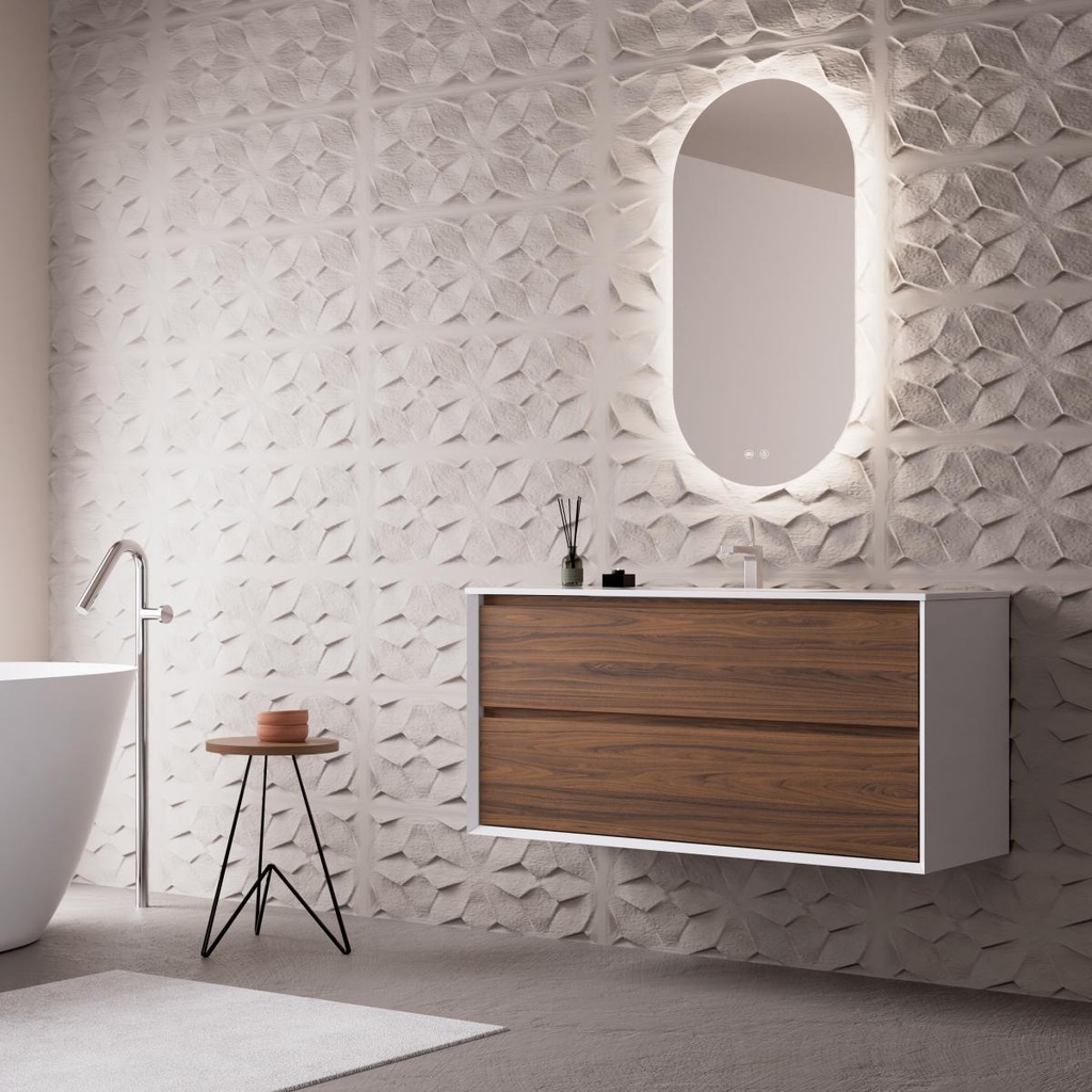 Schrank „Tablero Marino COOL“, 60 x 45 x 54 cm, 2 hängende Schubladen, mattweiß/Nussbaum CL.060.WNOGAL 