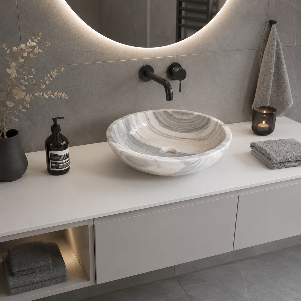 AFLOOR Premium Naturstein Aufsatzwaschbecken AFNS002